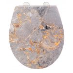 Capac de toaleta cu sistem automat de coborare, Wenko, Easy-Close Grey Marble, 38 x 44.5 cm, duroplast, multicolor