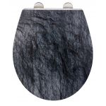 Capac de toaleta cu sistem automat de coborare, Wenko, Easy-Close Slate, 38 x 44.5 cm, duroplast, multicolor