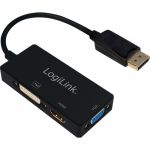 1x DisplayPort Male - 1x HDMI Female + 1x DVI Female + 1x VGA Female, negru