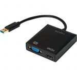 1x USB 3.0 Male - 1x HDMI Female + 1x VGA Female Black