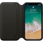 Apple Protectie de tip Book MQRV2ZM/A Leather Black pentru iPhone X