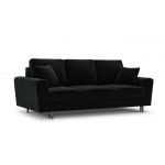 Canapea extensibila 3 locuri, Moghan, Micadoni Home, BL, 235x100x88 cm, catifea, negru