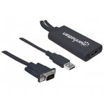 Manhattan VGA and USB audio to HDMI M/F converter adapter 1080p black