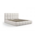 Pat tapitat cu tablie si lada depozitare, Bellis, Micadoni Home, BL, 180x200 cm, poliester chenille, gri deschis