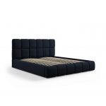 Pat tapitat cu tablie si lada depozitare, Bellis, Micadoni Home, BL, 200x200 cm, catifea, albastru inchis