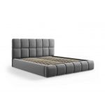 Pat tapitat cu tablie si lada depozitare, Bellis, Micadoni Home, BL, 200x200 cm, catifea, gri