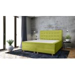 Pat matrimonial, Stockholm, Buttons E, 160x200 cm, saltea tip Pocket, topper memory, Verde