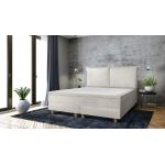 Pat matrimonial, Stockholm, Pillows E, 160x200 cm, saltea tip Pocket, topper memory, Bej