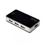 Hub 4-port USB 2.0 HighSpeed, Power Supply, black-silver