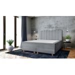 Pat matrimonial, Stockholm, Lines E, 180x200 cm, saltea tip Pocket, topper memory, Gri