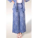 Pantalon dama subtiri jacard en-gros, culoare Albastru