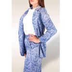 Sacou dama subtire Jacard en-gros, culoare ALBASTRU