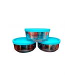 Set 3 caserole sticla cu capac plastic engros