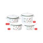 Set 4 vase emailate cu 4 capace si decor 8 piese en-gross