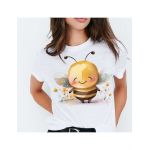 Tricou feminin flori, albinuta intre flori, engros