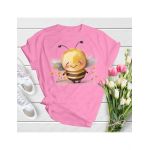 Tricou feminin flori, albinuta intre flori, engros