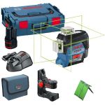 Bosch - GLL 3-80 CG + BM 1 - Nivela laser cu linii, 30 m, +/-0.2 mm/m, 3 linii laser, fascicul verde, proiectie 360 grade, suport perete, valiza speciala