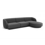 Coltar dreapta 4 locuri, Miley, Micadoni Home, BL, 259x155x74 cm, catifea, gri