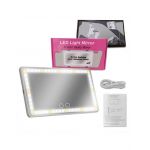 Oglinda Cosmetica pentru Masina cu LED, 3 Tipuri de Lumina, Buton TouchScreen Neutra, Alb Rece, Alb Cald, Incarcare USB, Prindere de Parasolar, ENGROS