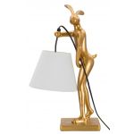 Lampa de masa Rabbit Stand, Mauro Ferretti, 1 x E14, 40W, 26x16x47 cm, polirasina/fier/textil, auriu/alb