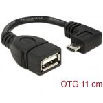 Micro USB type-B male angled &gt; USB 2.0-A female OTG 11 cm
