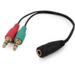 3.5mm 4-pin socket to 2x3.5 mm stereo plug negru
