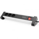 3-way Office Power Strip with 1x USB and 1x USB C Switch USB out 5V/3A black/silver