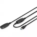 Extension Cable USB 3.0 SuperSpeed Type USB A/A M/F active black 15m