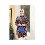 Cămașă damă, negru cu imprimeu colorat Engros