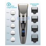 Masina de Tuns Profesionala L.B.C. cu Afisaj Electronic, Incarcare USB, 4 Gratare si Ulei Pentru Curatarea Cutitelor Silver Moon, ENGROS