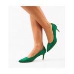 Pantofi cu toc dama Engros, model Divi, verde