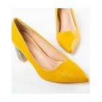 Pantofi cu toc dama Engros, model Jessy, galben