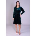 Rochie ESTELLE verde din catifea si paiete engros