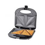Sandwich Maker Mccarron 750 W, Negru cu 4 Compartimente Triunghiulare, Placi Antiadezive HY-803, ENGROS