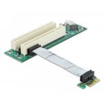 41341, Riser card PCI Express x1 &gt; 2x PCI 32Bit 5 V with flexible cable 9 cm left insertion riser card
