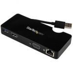 USB 3.0 to HDMI or VGA Adapter Dock - USB 3.0 Mini Docking Station w/ USB, GbE Ports - Portable Universal Laptop Travel Hub (USB3SMDOCKHV) - docking station - HDMI