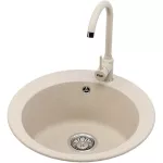 Pachet chiuveta ROG 610 + baterie Pola 1.0, fragranite, diametru 510mm, adancime cuva 185, avena