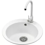 Pachet chiuveta ROG 610 + baterie Pola 1.0, fragranite, diametru 51cm, alb
