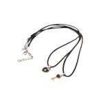 Set 2 coliere din piele ecologica cu inima si cheie de culoare neagra