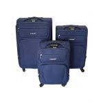 Set Engross 3 valize troler material textil, 4 Roti bleumarin 3 dimensiuni
