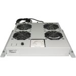 4-Fan Ventilation Unit for 19 Racks, Roof Mount, with Thermostat, Grey (with Euro 2-pin plug)