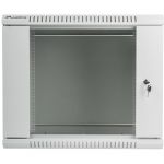 wall-mounted installation cabinet 19&#039;&#039; 9U 600x450mm gray (glass door)