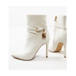 Botine cu toc Engros, model Sharkbay, albe