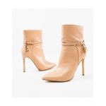 Botine cu toc Engros, model Sharkbay, crem
