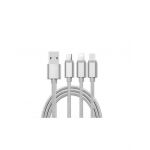 Cablu Engros USB 3in1 microusb/Iphone/tip C argintiu