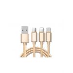 Cablu Engros USB 3in1 microusb/Iphone/tip C auriu
