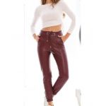 Pantaloni imitatie piele, vatuiti, cu cusatura pe picior, en-gross