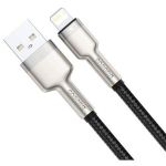 CABLU alimentare si date Cafule Metal, Fast Charging Data Cable pt. smartphone, USB la Lightning Iphone 2.4A, braided, 1m, negru