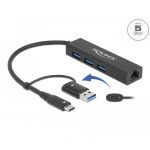 3 porturi USB 3.2 Gen 1 hub + gigabit LAN cu conector USB Type-C sau USB Tip-A