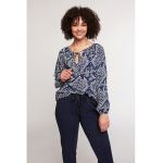 Bluza cu imprimeu si decupaj in V cu cordon